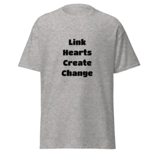Link Hearts Create Change T-Shirt | Classic Crew Tee (Black Ink)