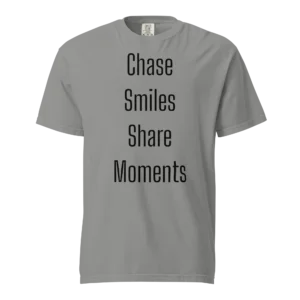 Chase Smiles Share Moments T-Shirt | Washed Heavy Tee (Black Ink)