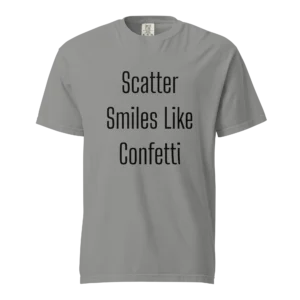 Scatter Smiles Like Confetti T-Shirt | Washed Heavy Tee (Black Ink)