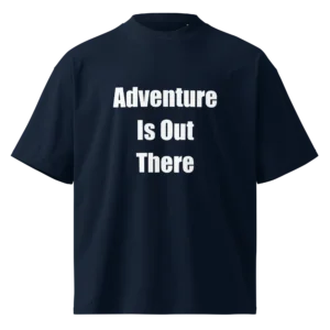 Adventure Is Out There T-Shirt | Organic High-Neck Oversize (White Ink)