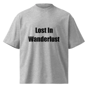Lost In Wanderlust T-Shirt | Organic High-Neck Oversize (Black Ink)