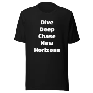 Dive Deep Chase New Horizons T-Shirt | Eco Staple Tee (White Ink)