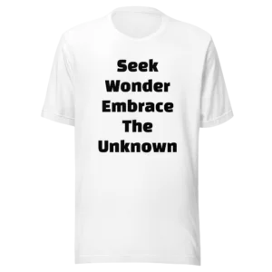 Seek Wonder Embrace The Unknown T-Shirt | Eco Staple Tee (Black Ink)