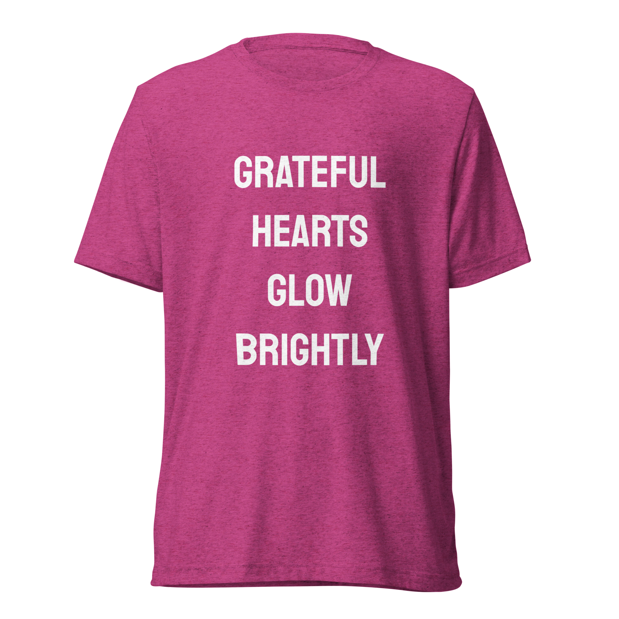 Grateful Hearts Glow Brightly — Berry Triblend