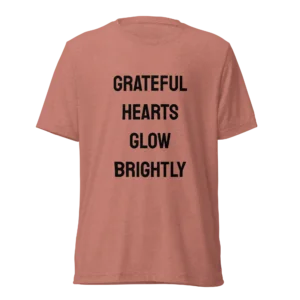 Grateful Hearts Glow Brightly T-Shirt | Tri-Blend Comfort Tee (Black Ink)