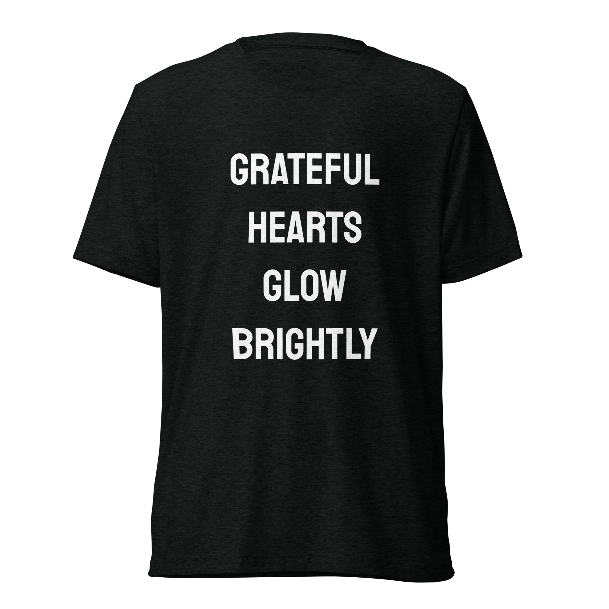 Grateful Hearts Glow Brightly — Solid Black Triblend